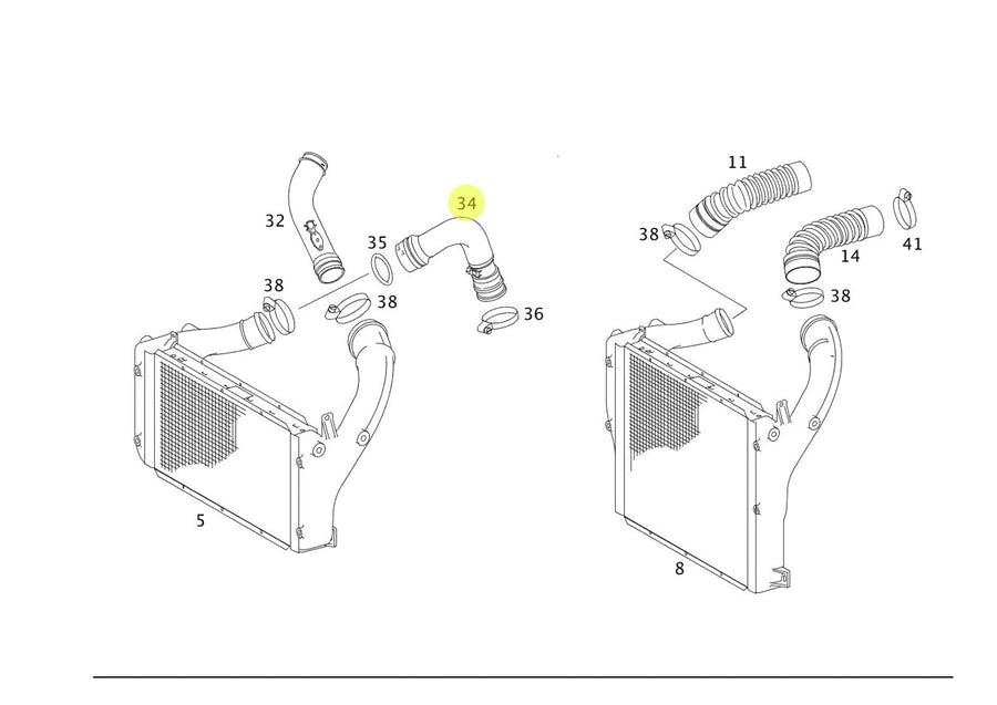 MANGUEIRA INTERCOOLER AO MOTOR MB 715 (9795200386)