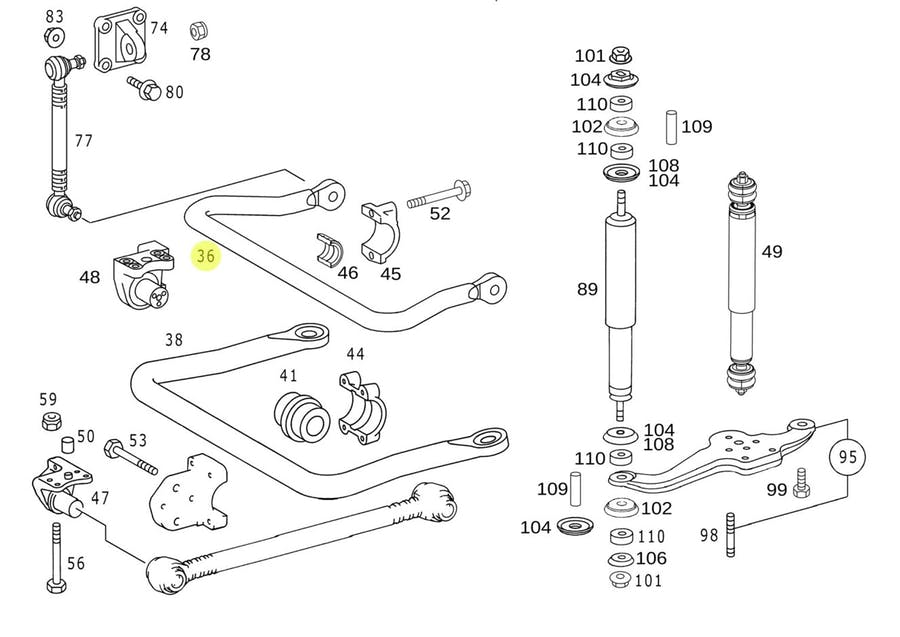 BARRA ESTABILIZADORA DIANTEIRA MB O500 (6343230165.)