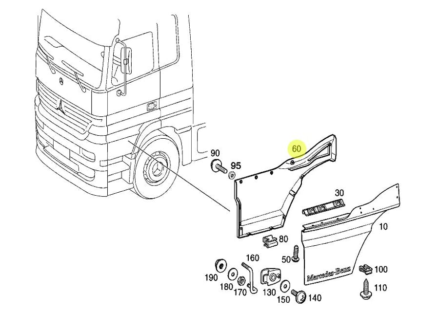 TAMPA ESTRIBO ESQUERDO PRIMER MB ACTROS (9417280856)