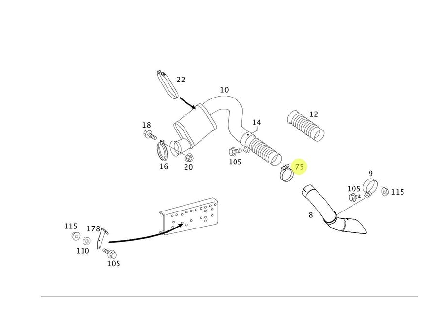 ABRACADEIRA TUBO MB ACTROS 2045 2546 2646 2651 AXOR 2544 3344 344S (0039953202)