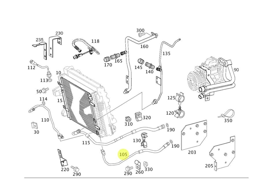 MANGUEIRA COMPRESSOR AO CONDENSADOR MB ATEGO 1718 1723 1725 2423 2425 (958830141
