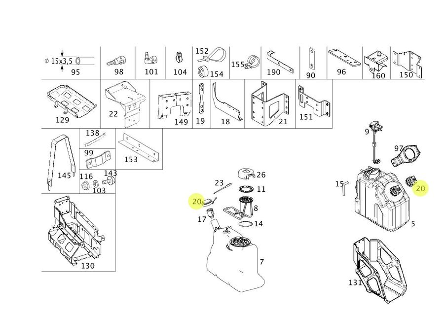 TAMPA TANQUE ARLA  ACCELO/ ATEGO/ AXOR  SEM CHAVE  (0004701805,)