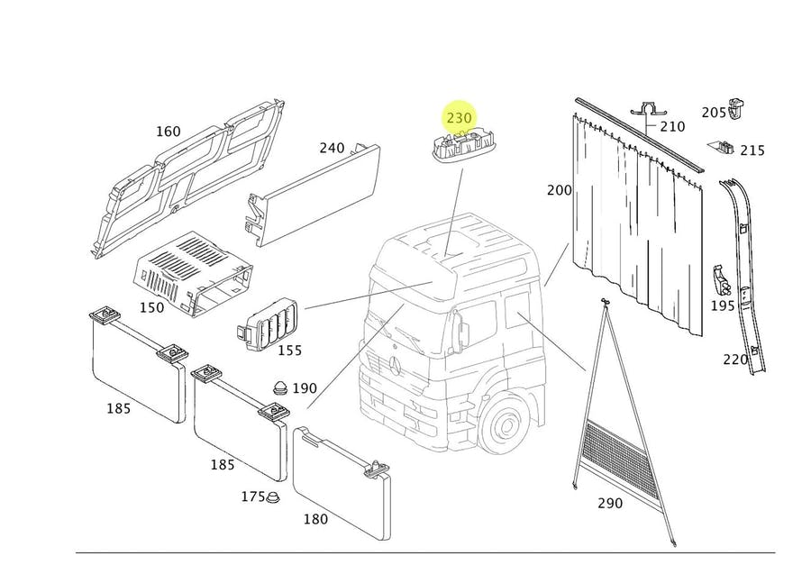 LANTERNA TETO MB ACTROS (9438201201)