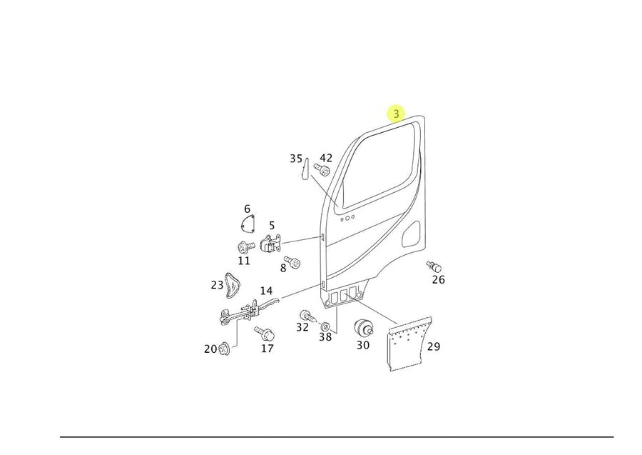CONJUNTO ESTRUTURA BRUTA PORTA DIREITA MB ACCELO 1016 2016 A 2022 1016C 2014 A 2