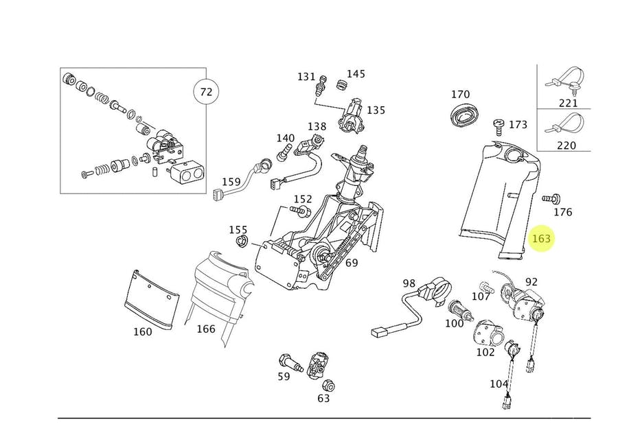 CAPA COLUNA DIREÇÃO PRETA MB AXOR (9584620143-9B51)