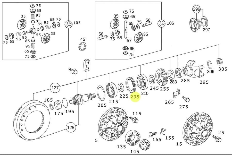 ARRUELA AJUSTE 1,64MM DIFERENCIAL EIXO HL4/063 - R390 MB OF1721 (9733530577)