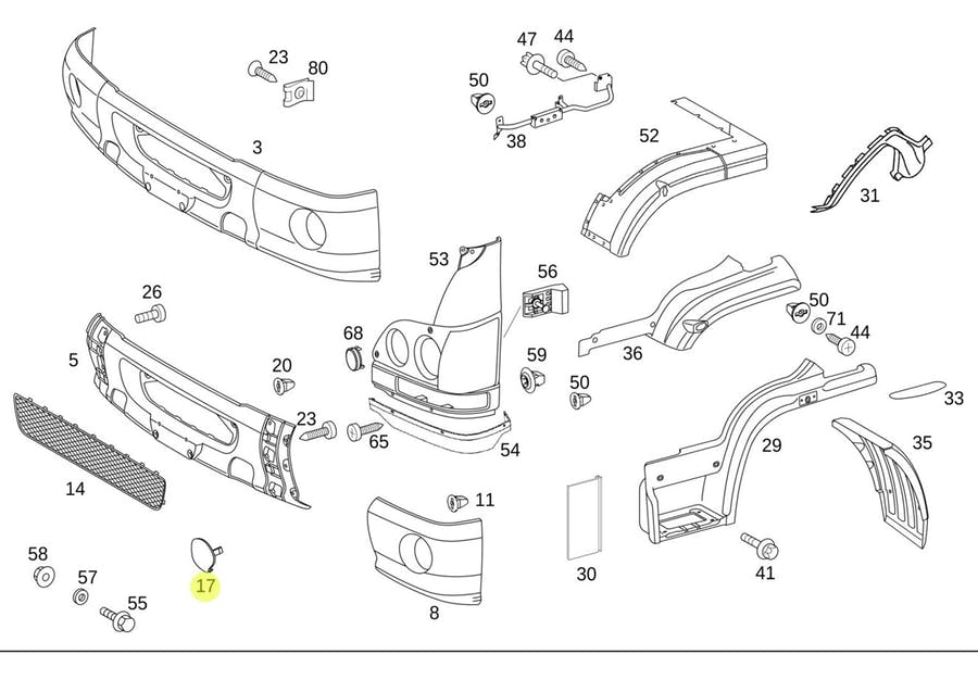TAMPA PARACHOQUE ESQUERDO MB ACCELO 1016 ANO 2016 A 2022 - CINZA CLARO (97988504