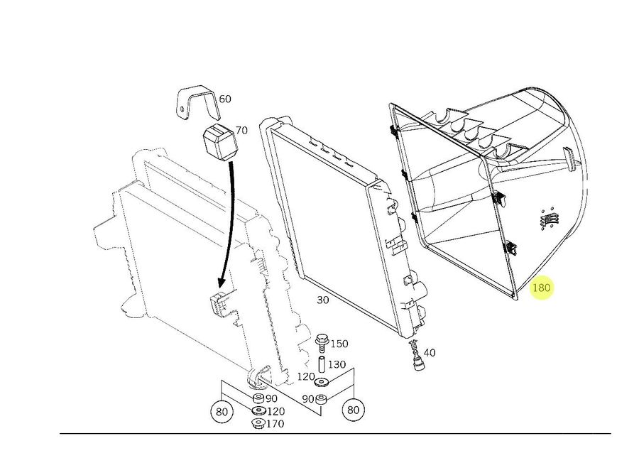 DEFLETOR SAIA RADIADOR MB ATEGO 1419 (9705050055)