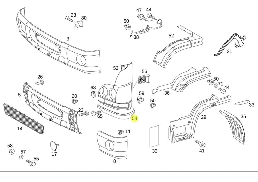 RESGUARDO DO PARALAMA DIR MB ACELLO 715 815 915C 1016  (9798840274)