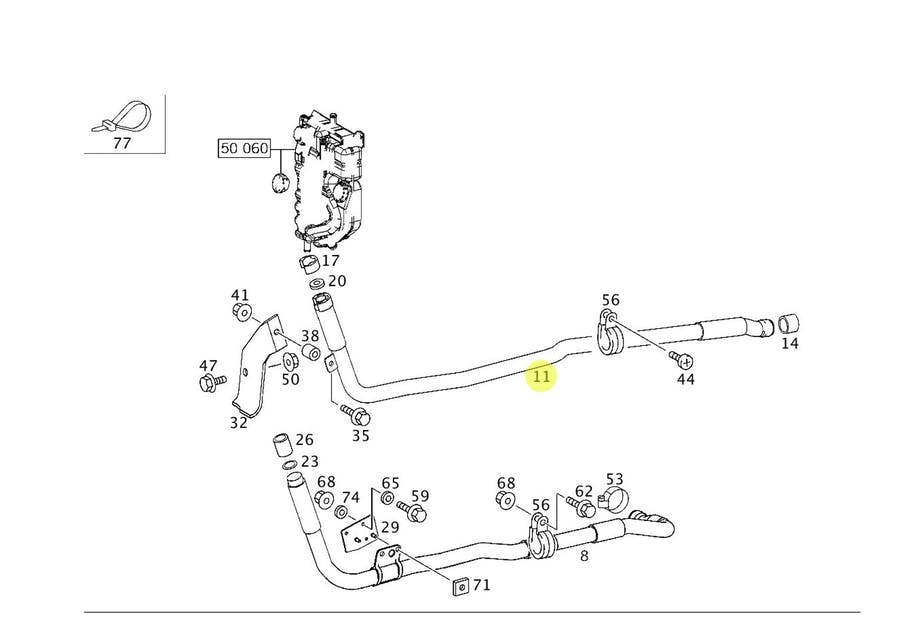 TUBO ENCHIMENTO OLEO MB ATEGO 1718 1719 1725 1726 2423 2425 (9705280809)