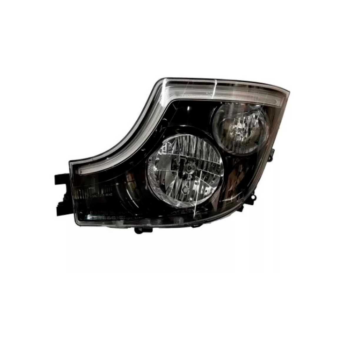 FAROL PRINCIPAL MB ACTROS MP4 ESQUERDO COM DRL (SETA NO DRL)  ( MASCARA NEGRA ) 