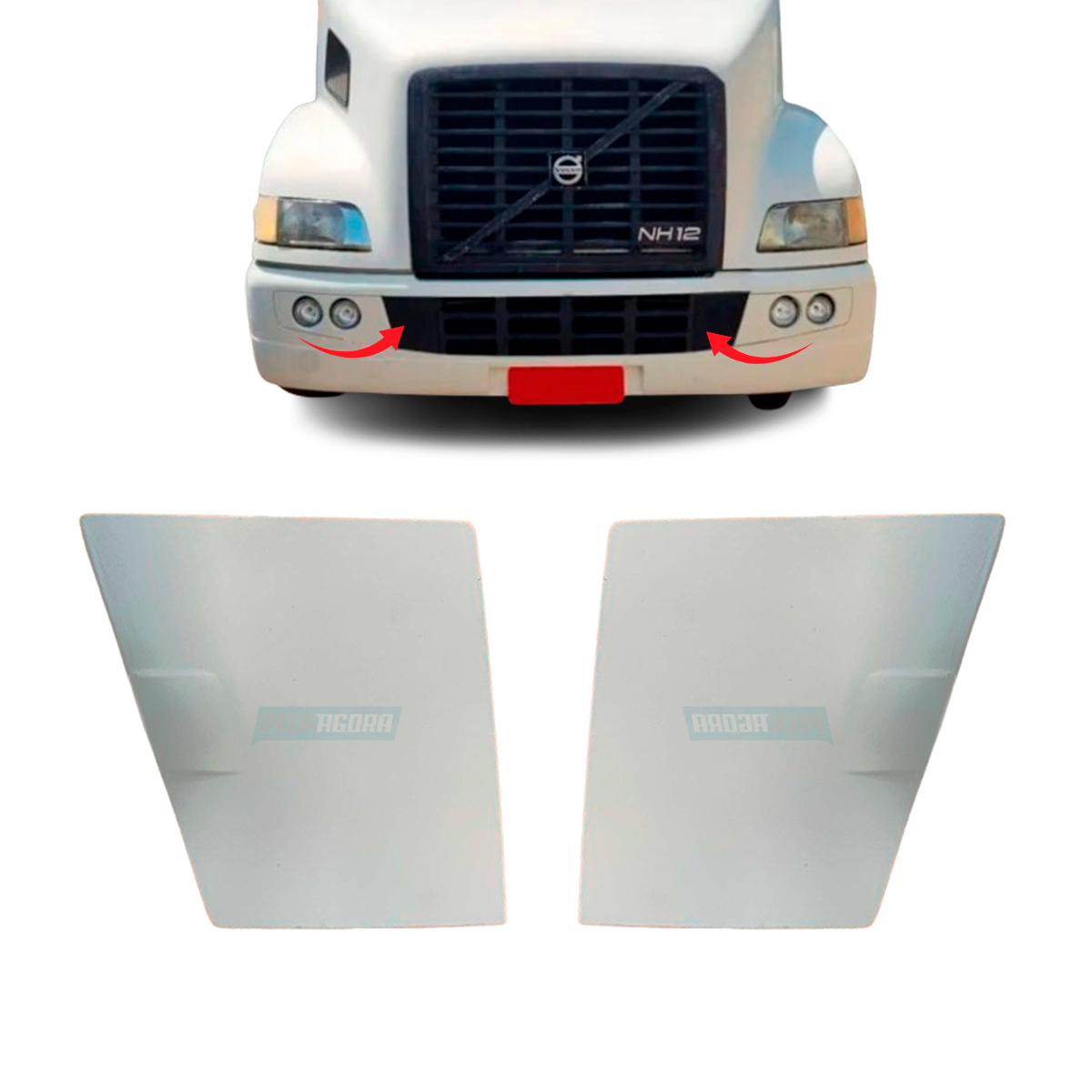 PAR TAMPA REBOQUE PARACHOQUE DIREIITO ESQUERDO VOLVO NH12 ANO 2005... FIBRA FARO