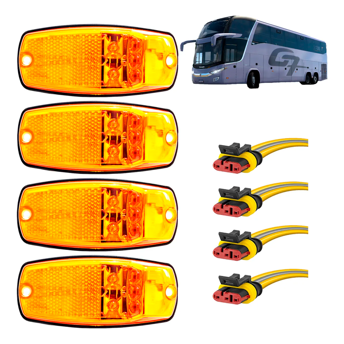 4 LANTERNAS LATERAIS ONIBUS MARCOPOLO G7 5 LED BIVOLT (LG753PC)