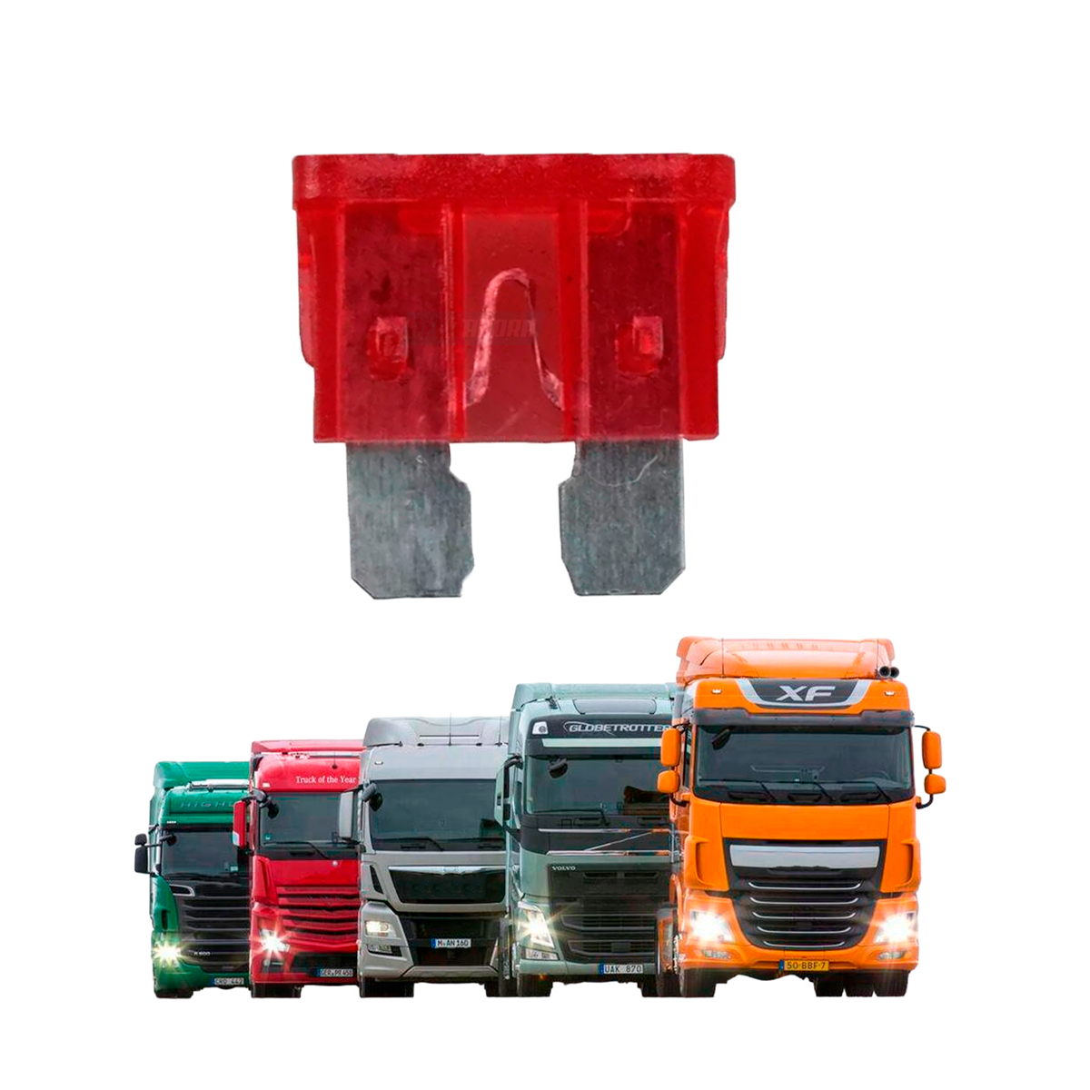 CAIXA 10 FUSIVEIS LAMINA 10 AMPERES VERMELHO DIVERSOS MB VW FIAT FORD VOLVO SCAN