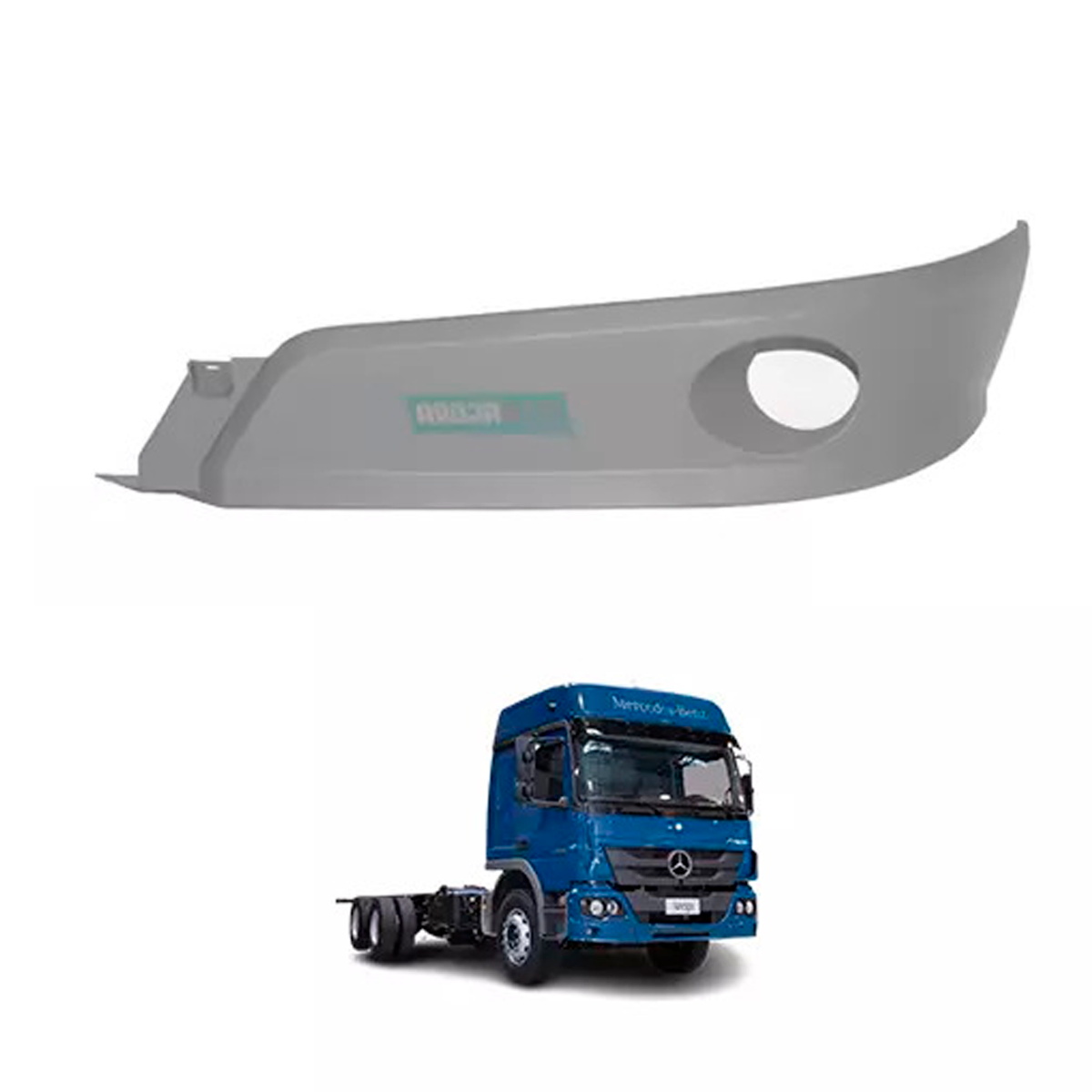 ACABAMENTO PARACHOQUE ESQUERDO COM FURO MB ATEGO 2013... (9588850325-)