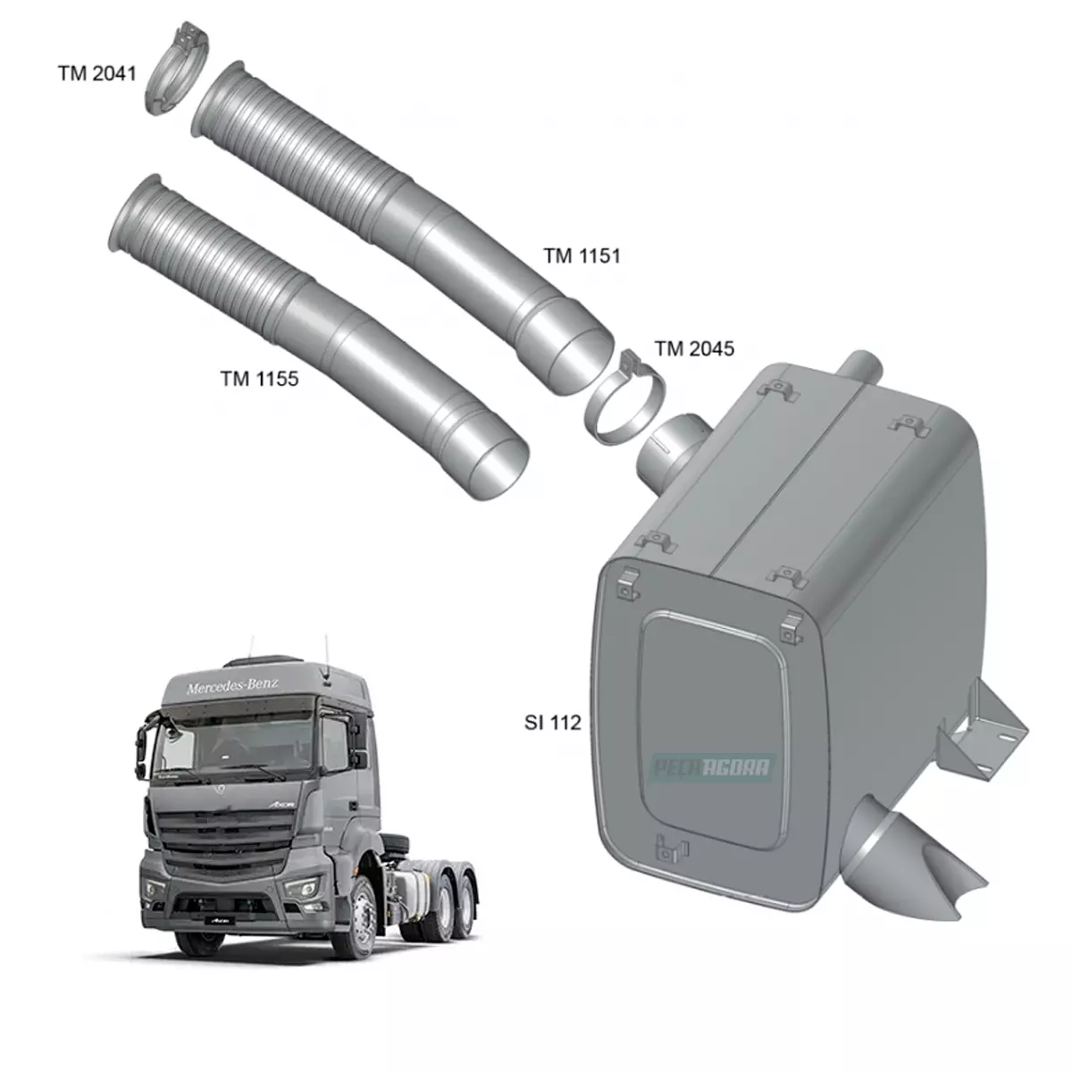 TUBO SAIDA MOTOR 4.1 2POL MERCEDES BENZ ACTROS ATE 2011 EURO 3 (9424904119)