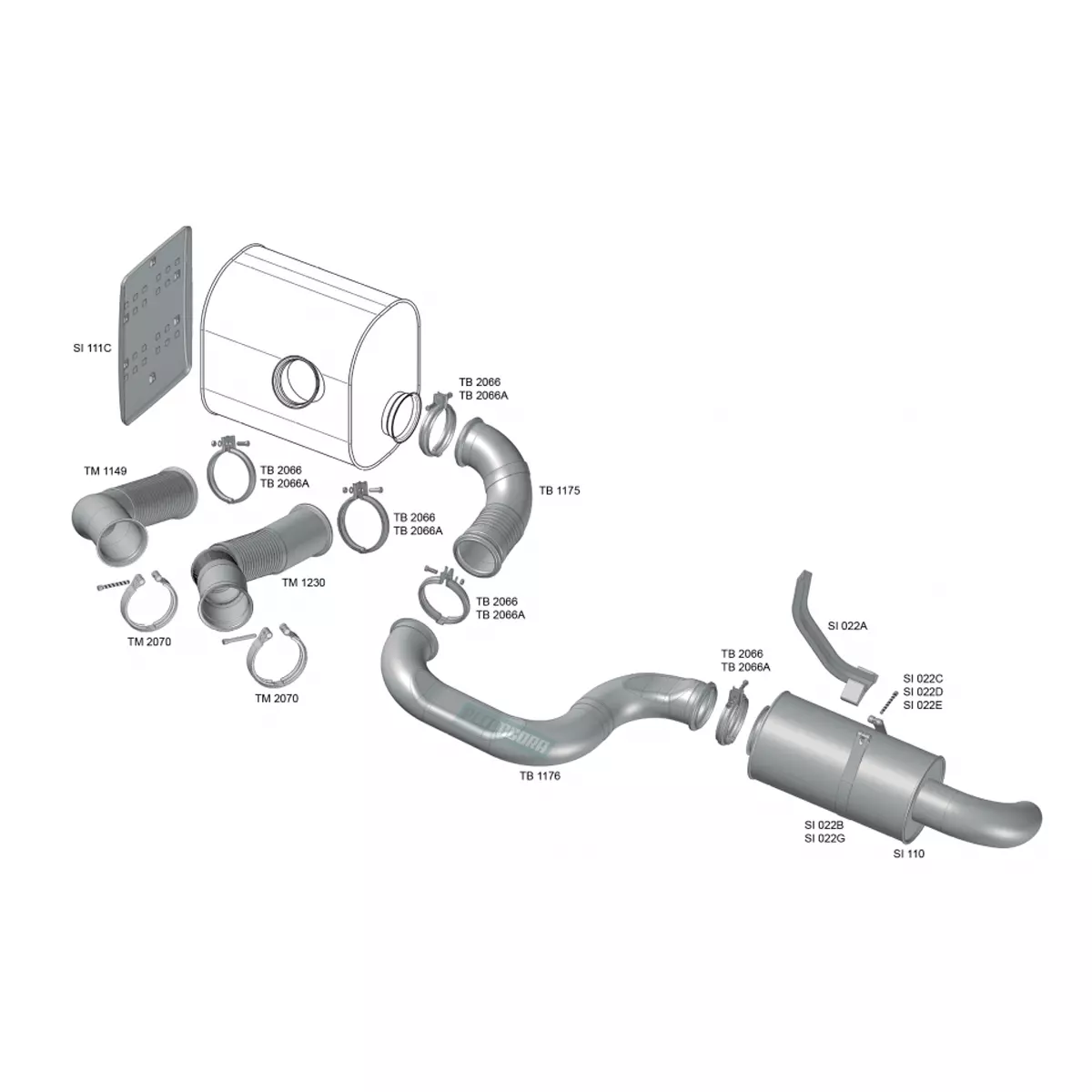 TUBO SAIDA MOTOR 5POL FLEXIVEL INOX VOLVO FH 2015 A 2018 EURO 5 (21718681-TM1149