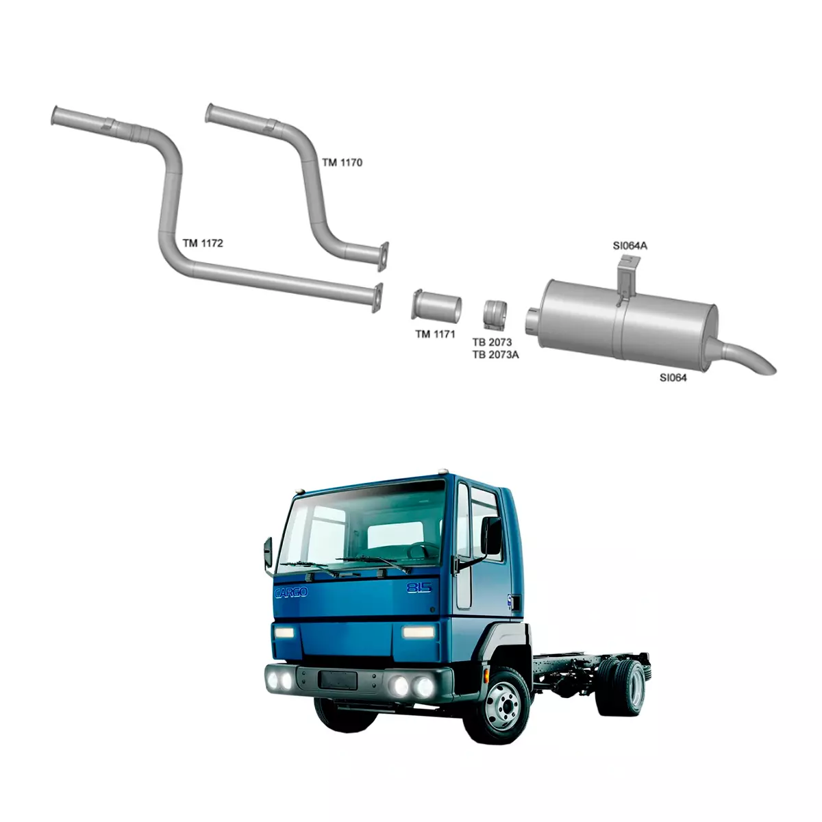 TUBO INTERMEDIARIO FORD CARGO 815E 1317E 1517E 1717E EURO 3 (3C45A5212CA-TM1171)