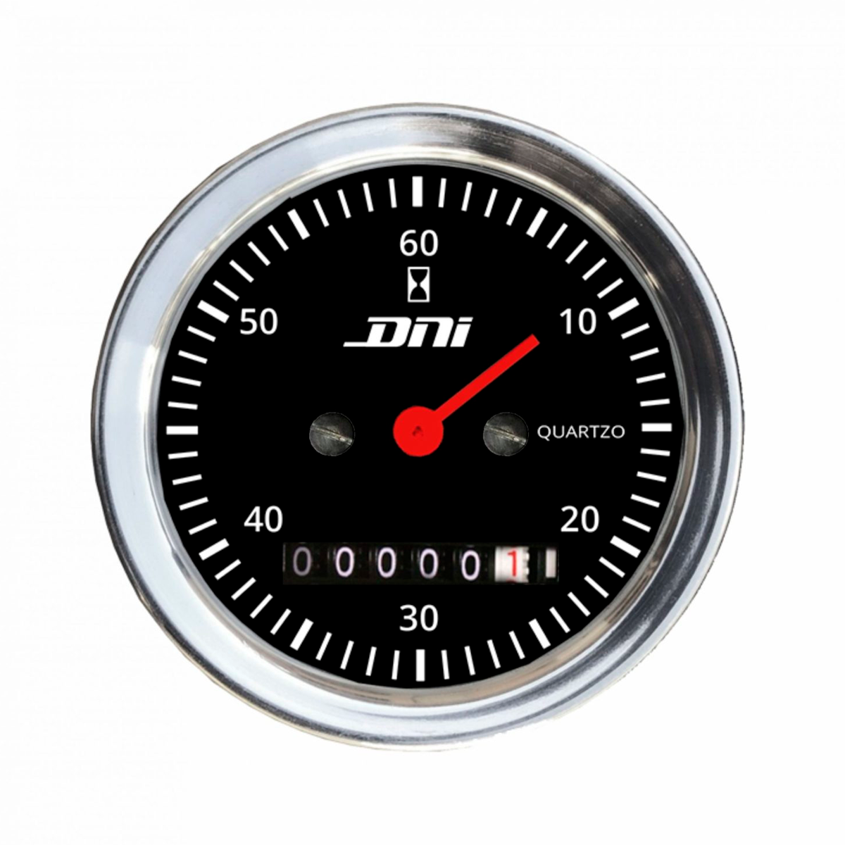 HORIMETRO 52MM ARO CROMADO FUNDO PRETO ILUMINACAO BIVOLT UNIVERSAL (331013001R-D