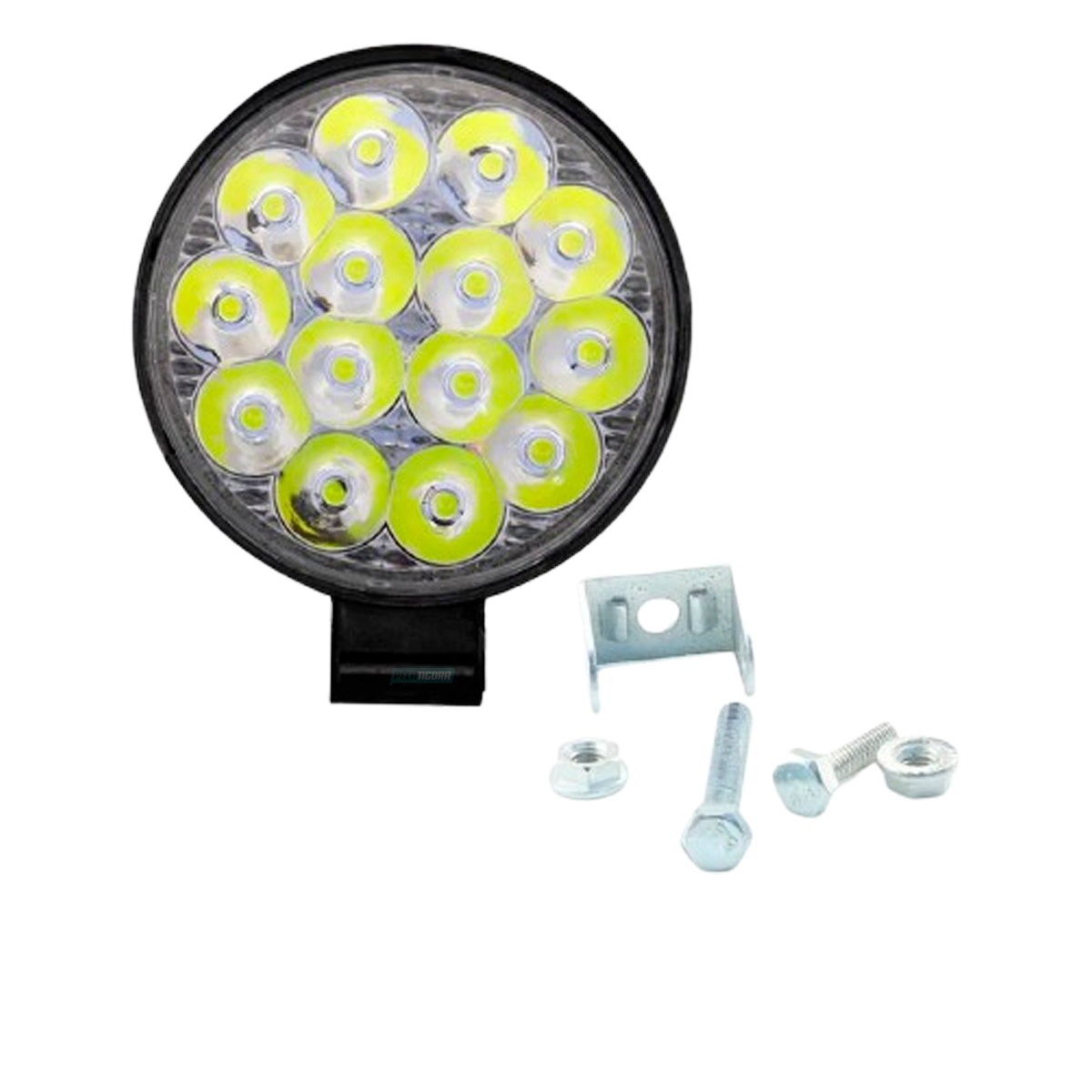 FAROL MILHA 14 LED MINI 8,5CM 42W 12V 24V REDONDO OFF ROAD 6000K UNITARIO JIPES 