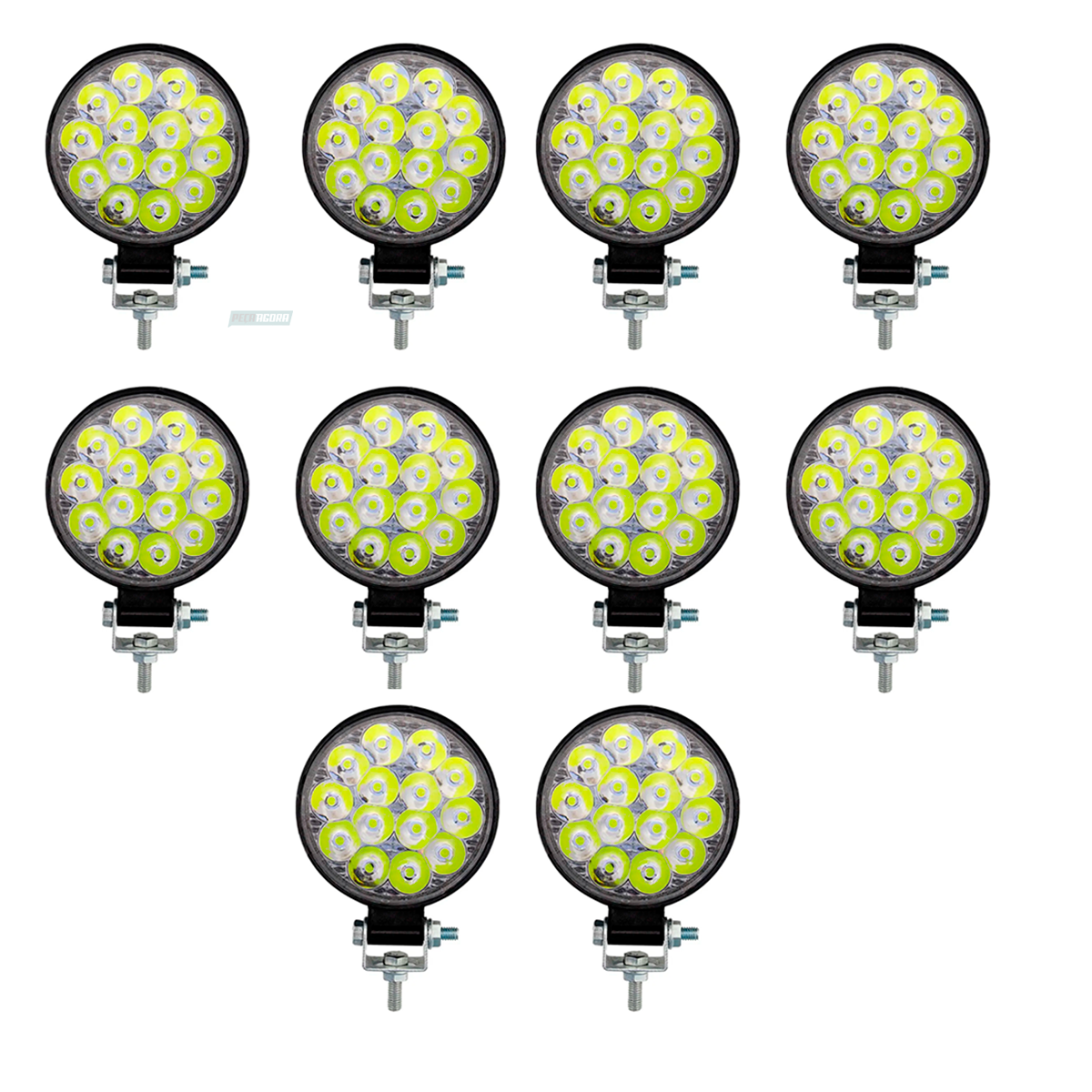 CAIXA 4 FAROIS MILHA 14 LED MINI 8,5CM 42W 12V 24V REDONDO OFF ROAD 6000K UNITAR