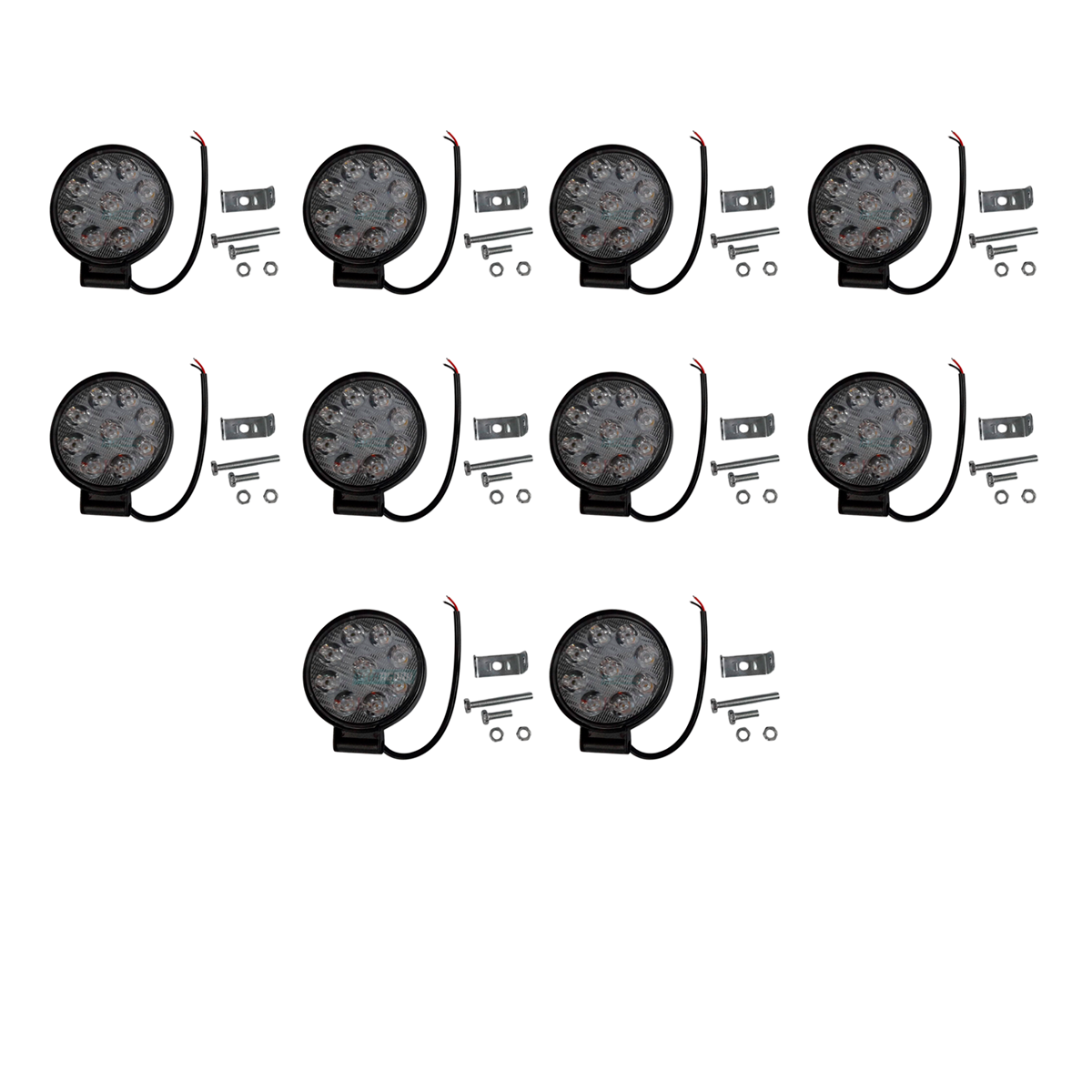CAIXA 2 FAROIS MILHA 9 LED MINI 8 CM REDONDO 27W 9V A 36V  (CX.FAROL8CM9LEDRED-E