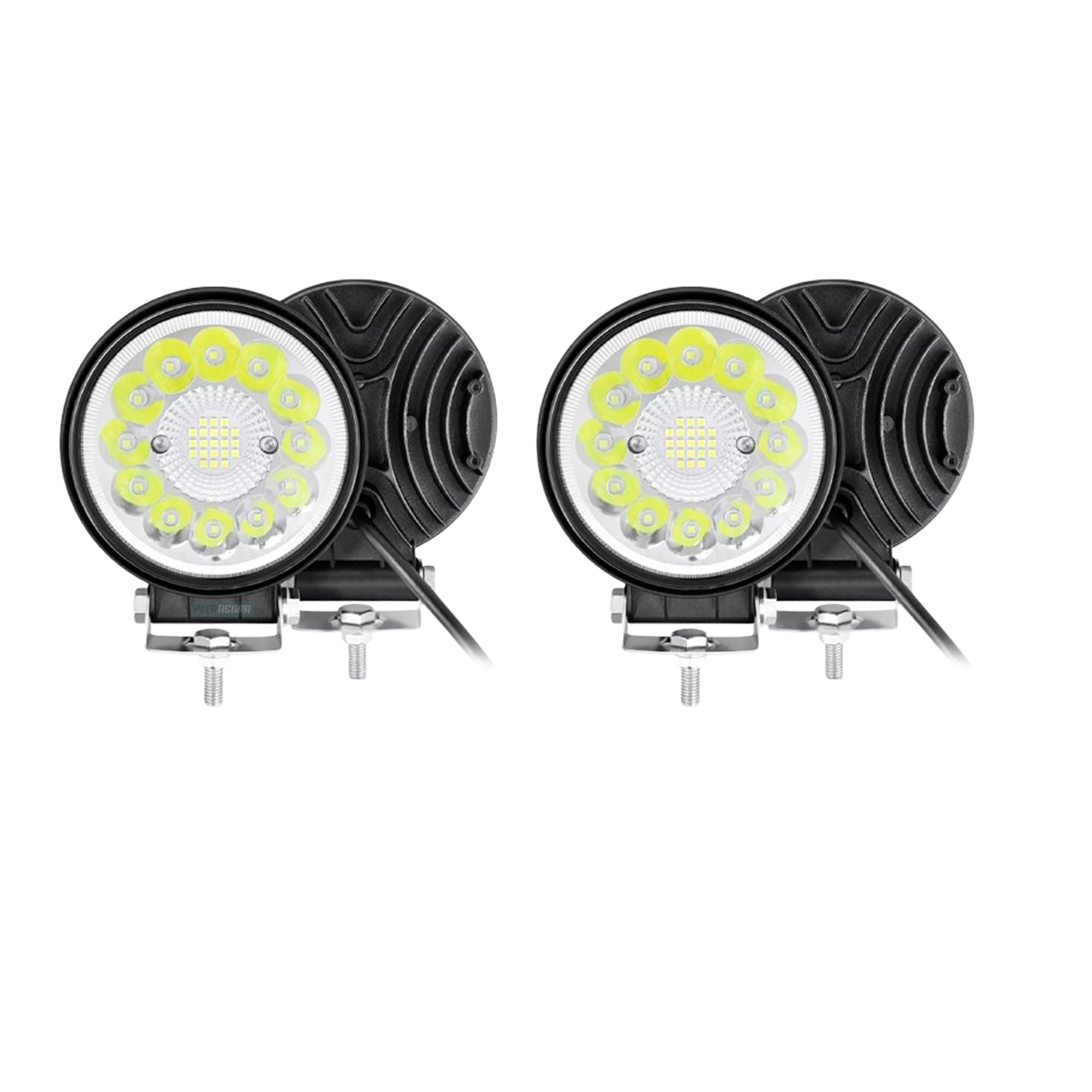 CAIXA 2 FAROIS MILHA LED REDONDO 11CM 33 LEDS 12V 24V UNIVERSAL JIPES CAMINHOES 