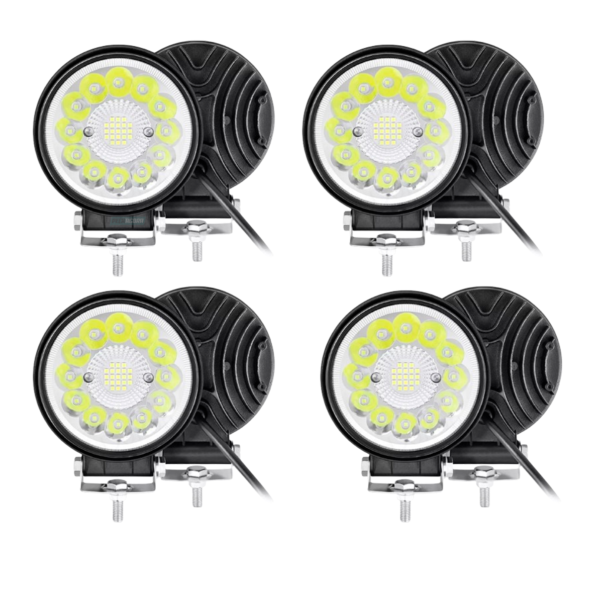 CAIXA 4 FAROIS MILHA LED REDONDO 11CM 33 LEDS 12V 24V UNIVERSAL JIPES CAMINHOES 