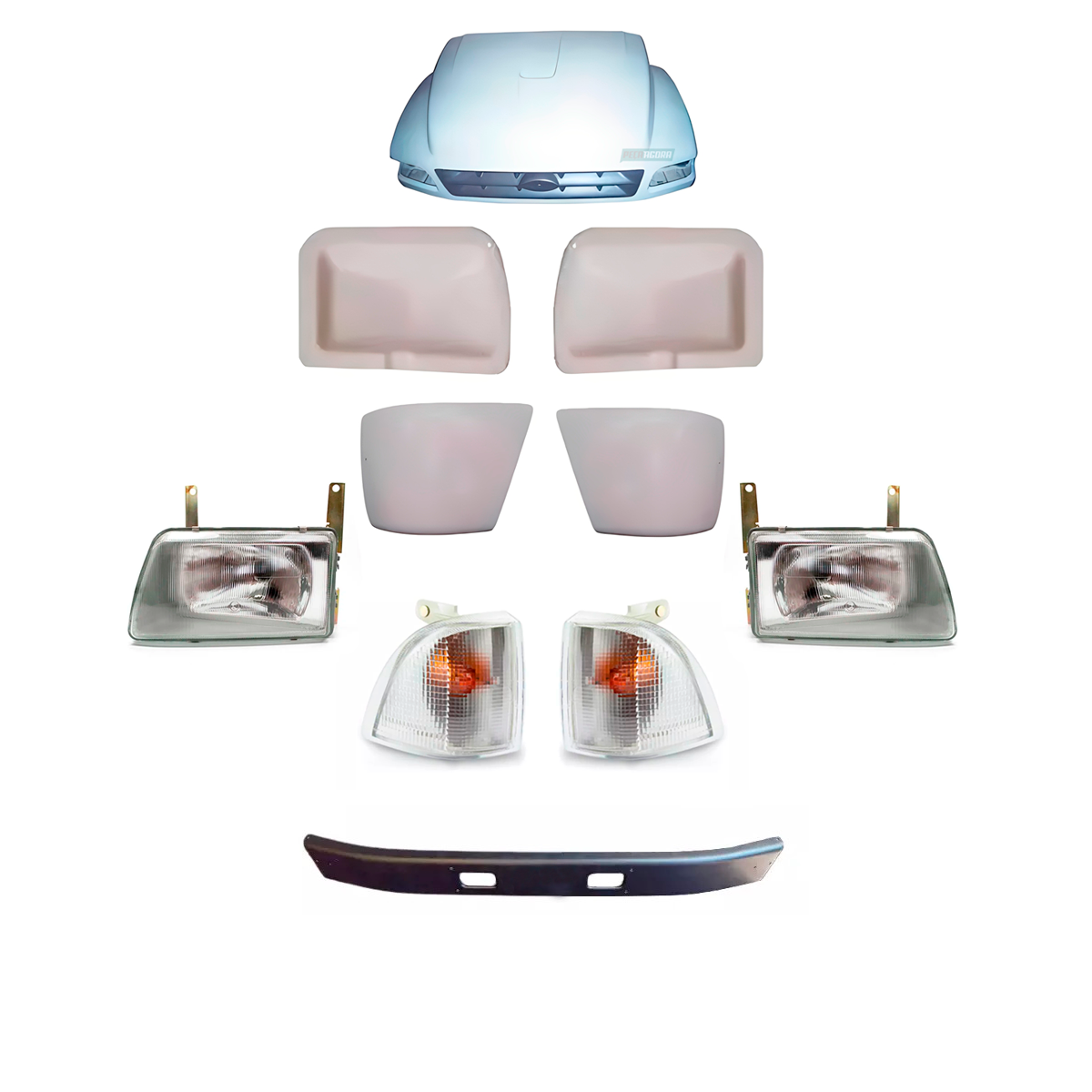 KIT CAPO PARACHOQUE PONTEIRAS FAROIS PISCA FORD SAPAO F12000 F14000 93 A 98 FIBR