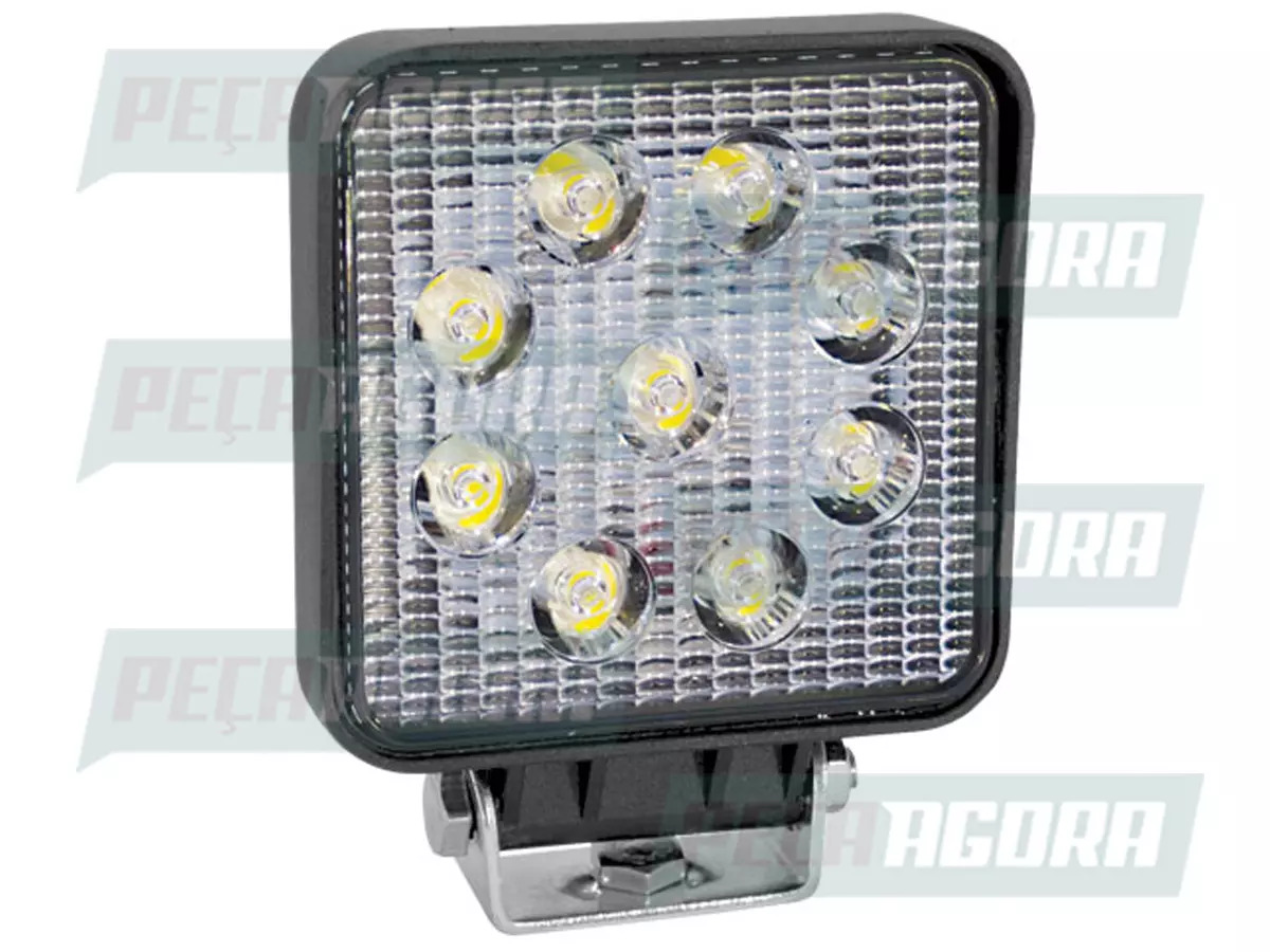 FAROL AUXILIAR LED BIVOLT SELADO 4'' X 4'' QUADRADO 9 LEDS ALTO DESEMPENHO CAMIN