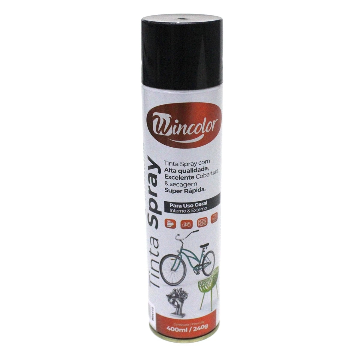 TINTA SPRAY WINCOLOR PRETO BRILHANTE 400ML (MSAM048243)