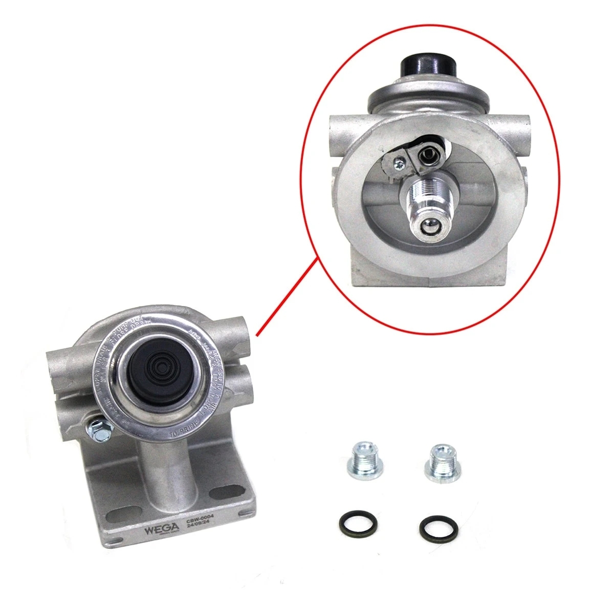 CABECOTE COM VALVULA E CONEXAO VOSS M16 NG12 PARA FILTRO DIESEL/RACOR SEPARADOR 