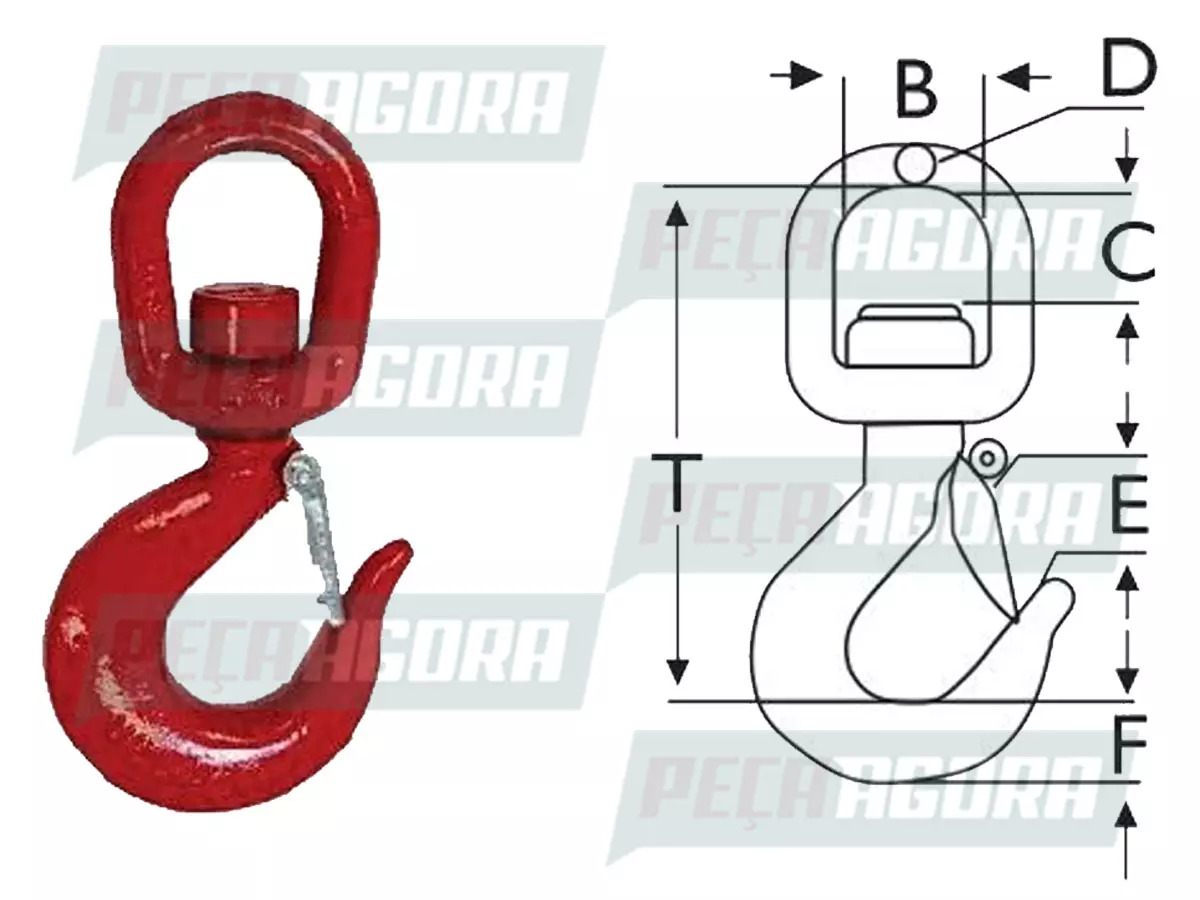 GANCHO GIRATORIO GRAU 8 - 8 TONELADAS 8000 KGF (BLTGG16)