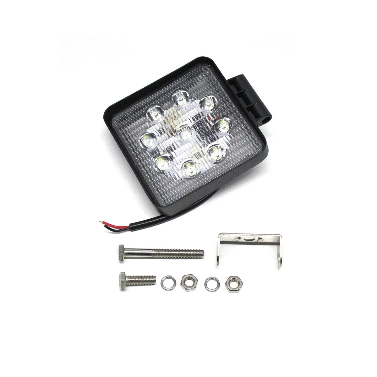 FAROL QUADRADO 9 LEDS MULTIVOLT 27W 1000 LUMENS IP67 (COM SUPORTE PARA FIXACAO) 