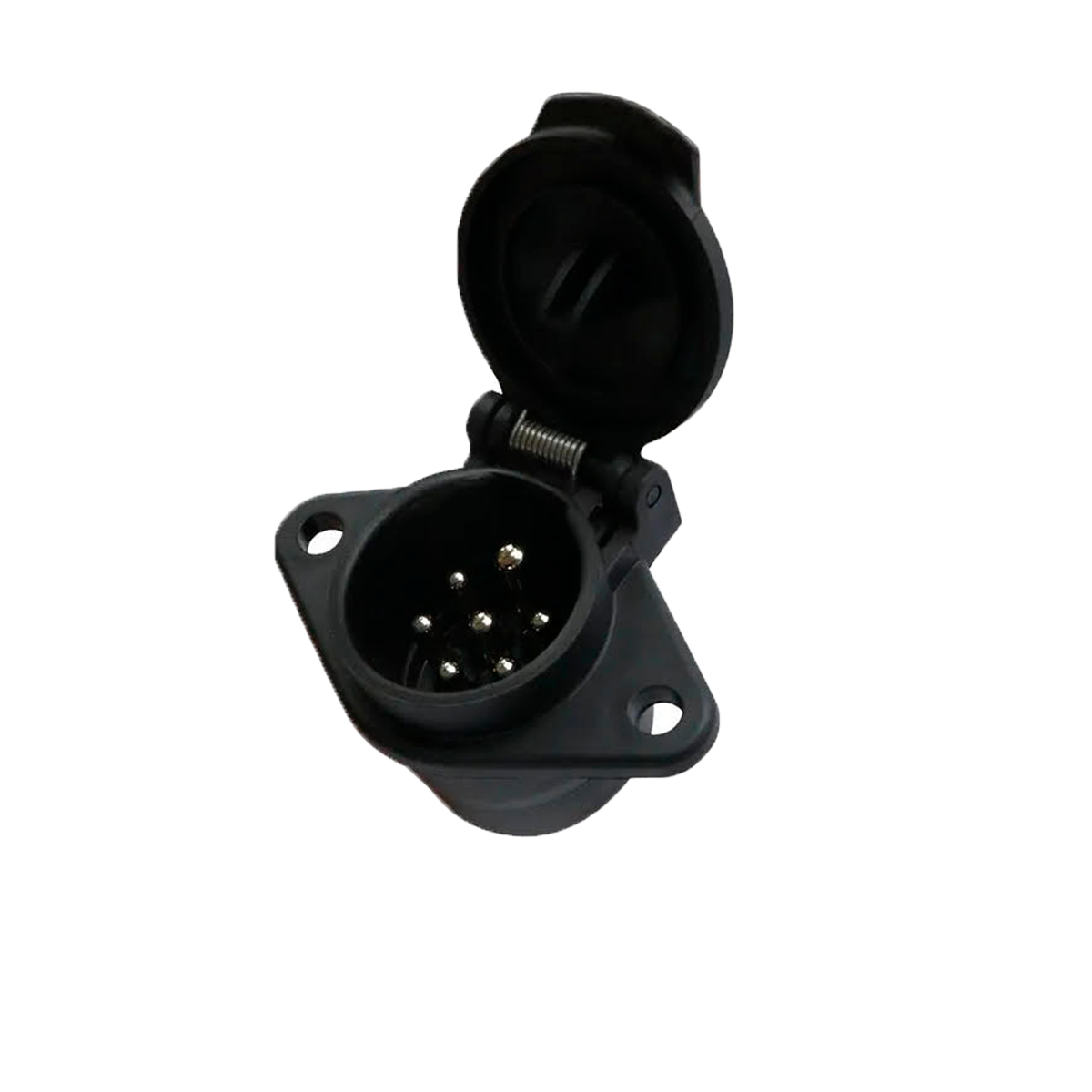 TOMADA ELETRICA ENGATE REDONDA 7 POLOS COMPLETA NYLON PRETO 12V 24V (DNI8311)