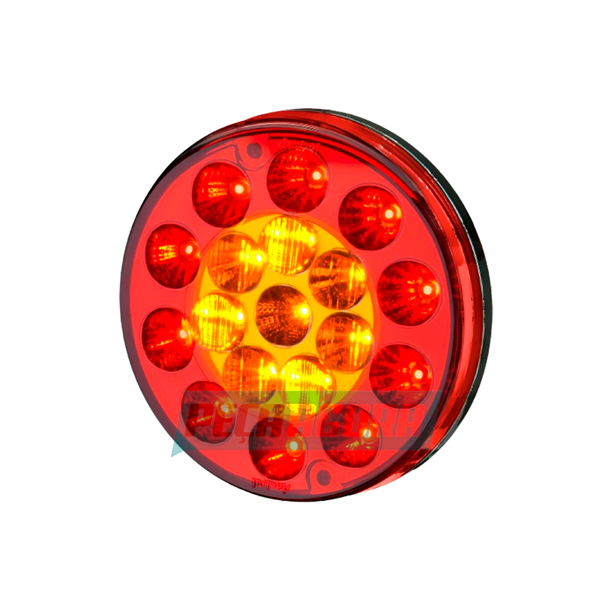 LANTERNA TRASEIRA CARRETA OVO FRITO 18 LEDS BIVOLT 135MM AM VM 4 VIAS (441136-20