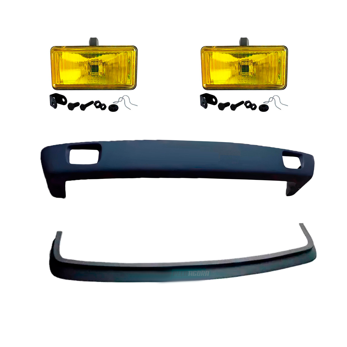 KIT SPOILER BIGODE 2 FAROIS NEBLINA AMARELOS MB 1113 1313 1513 2013 2213 CARA PR