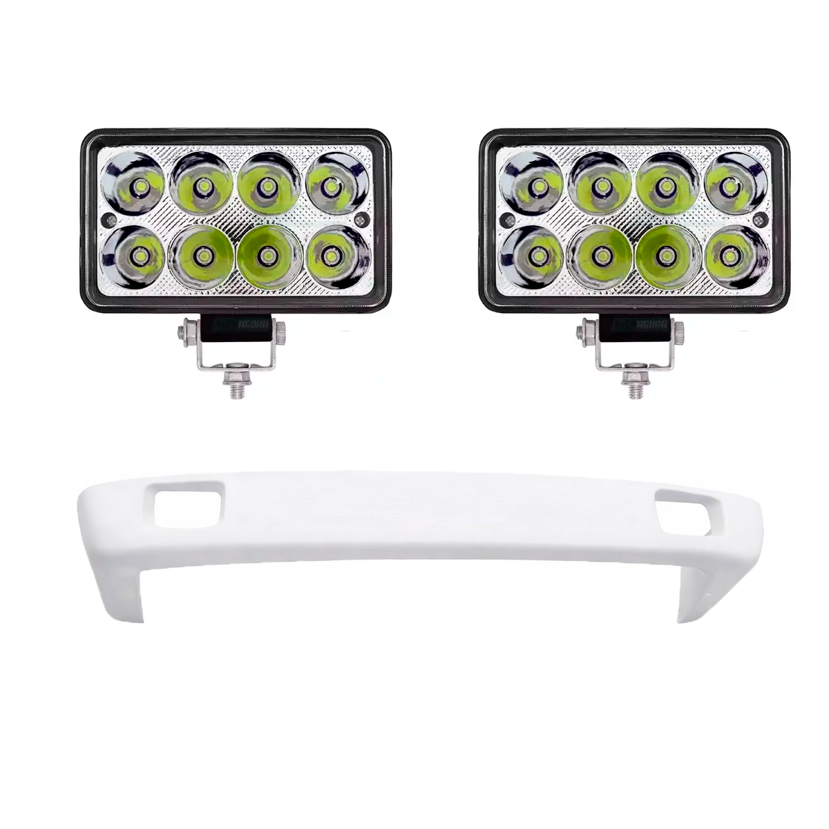 KIT SPOILER E 2 FAROIS NEBLINA LED MB 1113 1313 1513 2013 2213 CARA PRETA (K.AS2