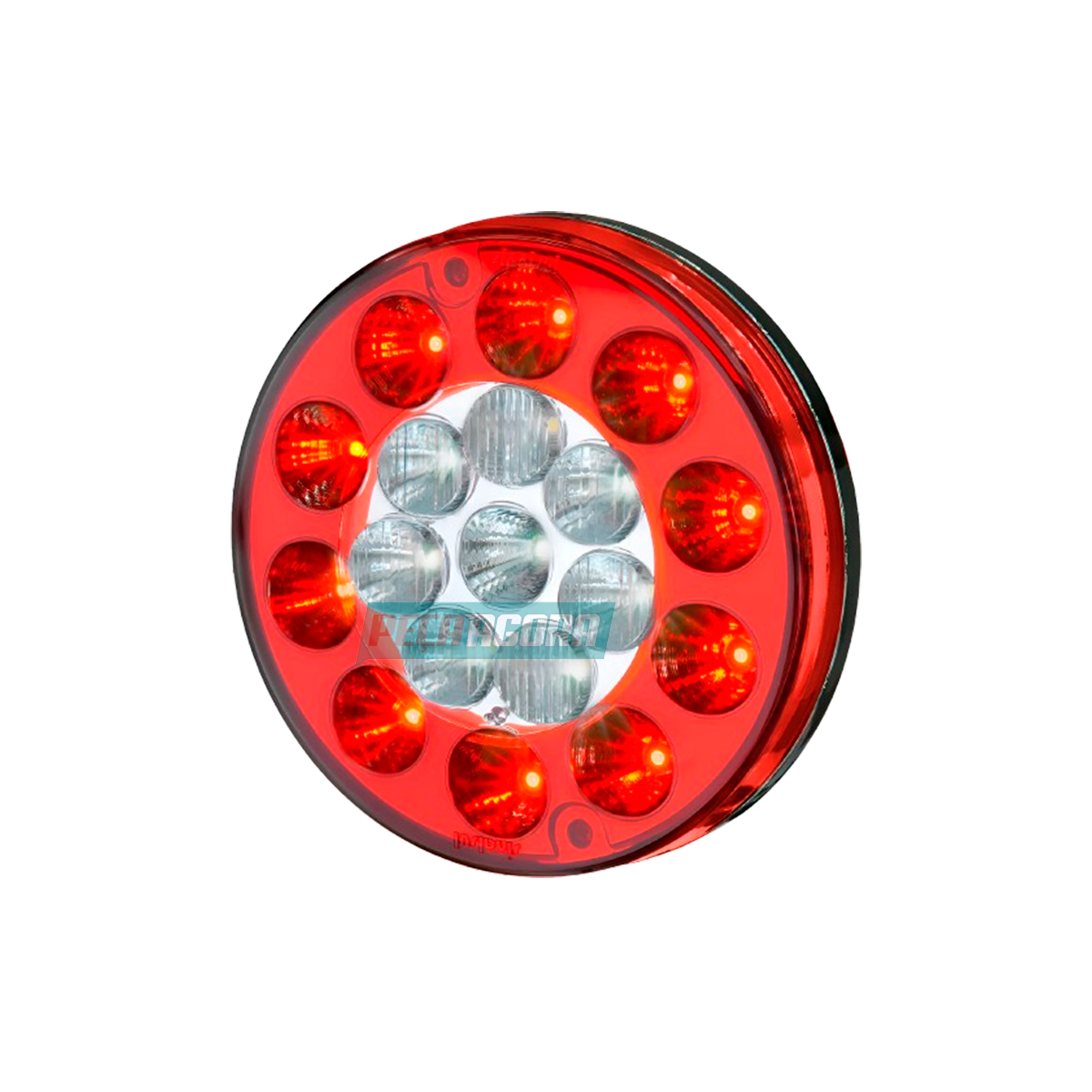 LANTERNA TRASEIRA CARRETA 135MM OVO FRITO 18 LEDS BIVOLT CRISTAL VERMELHA (44113