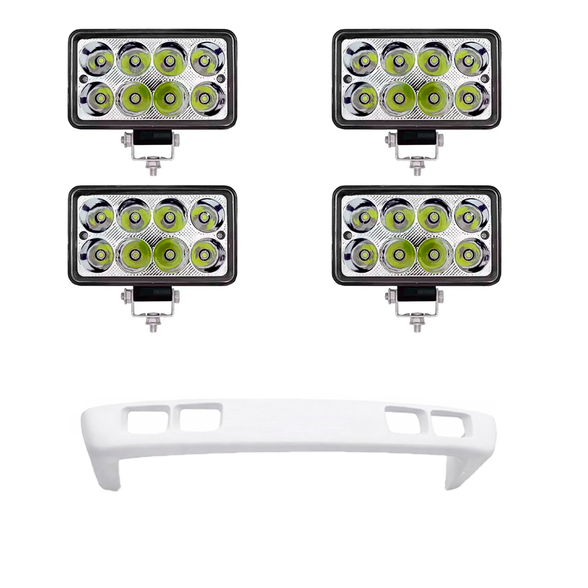 KIT SPOILER 4 FAROIS LED FIBRA BRANCO MB 1113 CARA PRETA 1313 1513 2013 2213 CEN