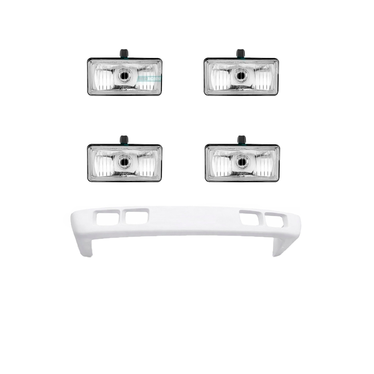 KIT SPOILER FIBRA BRANCO COM 4 FAROIS MILHA MB 1113 1313 1513 2013 2213 (K.AS337