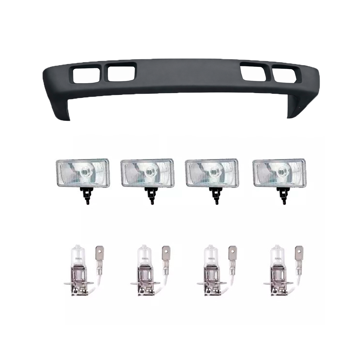 KIT SPOILER 4 FAROIS NEBLINA COM LAMPADAS MB 1113 CARA PRETA (K.AS3379P-424173-F