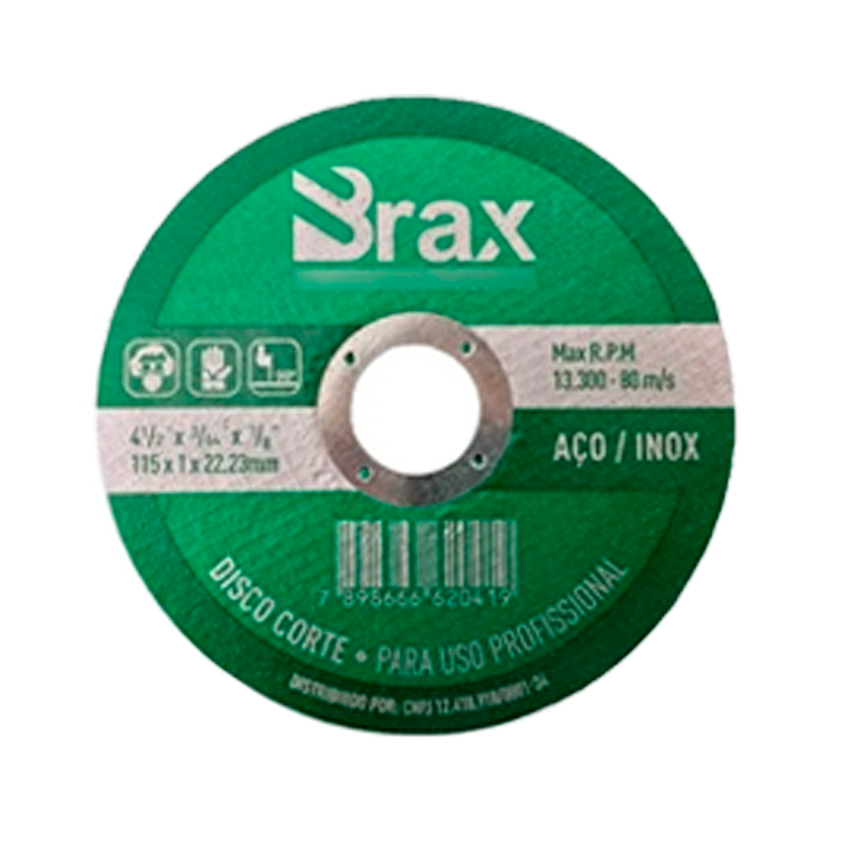 CAXA 50 DISCOS DE CORTE BRAX ACO INOX 4 1/2 115MM (CX.A60T-BF**50)
