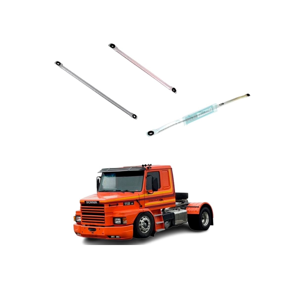 KIT BARRA HASTE LIMPADOR CENTRAL ESQUERDO DIREITO SCANIA 112 142 SERIE R T (K.15