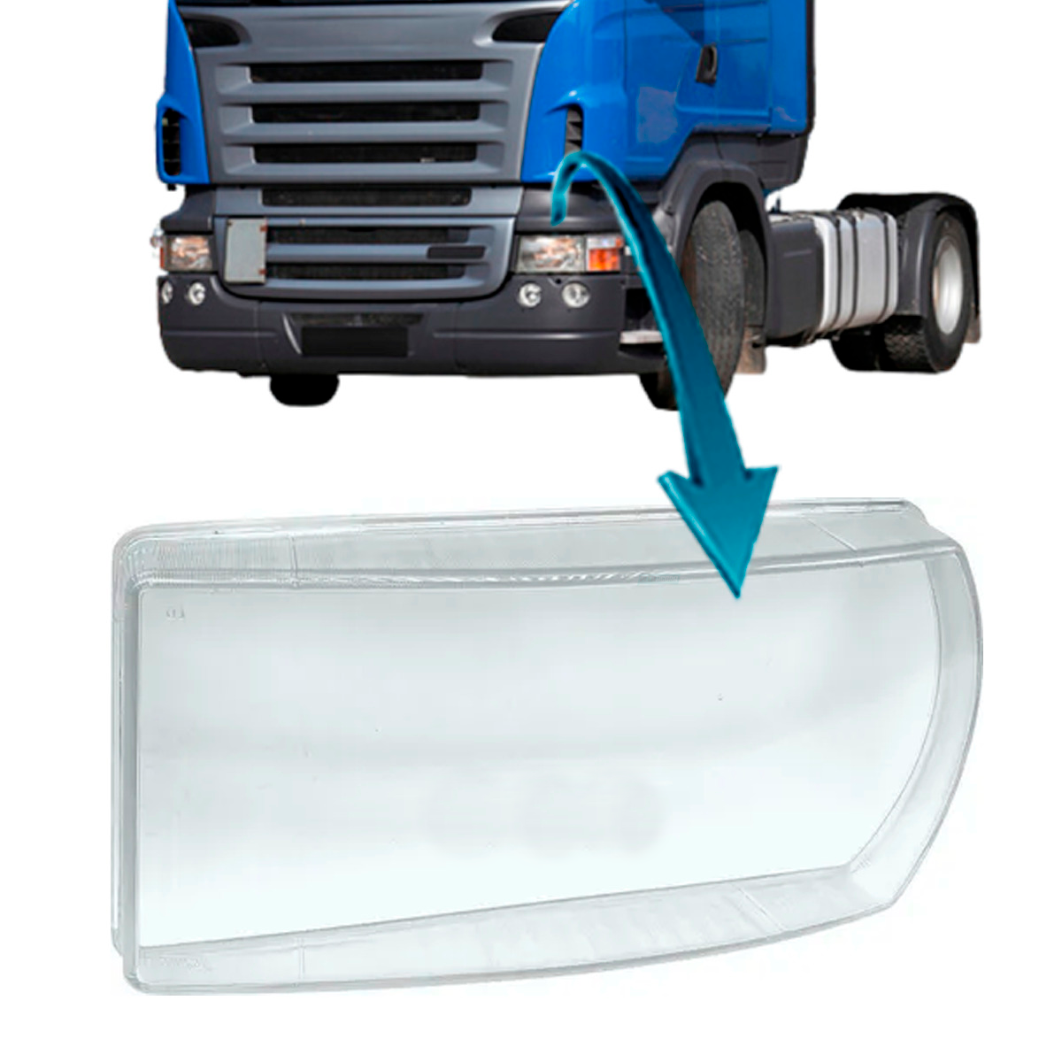 LENTE VIDRO FAROL ESQUERDO SCANIA SERIE 5  P250 P310 P360 R440 (2399976-1549814-