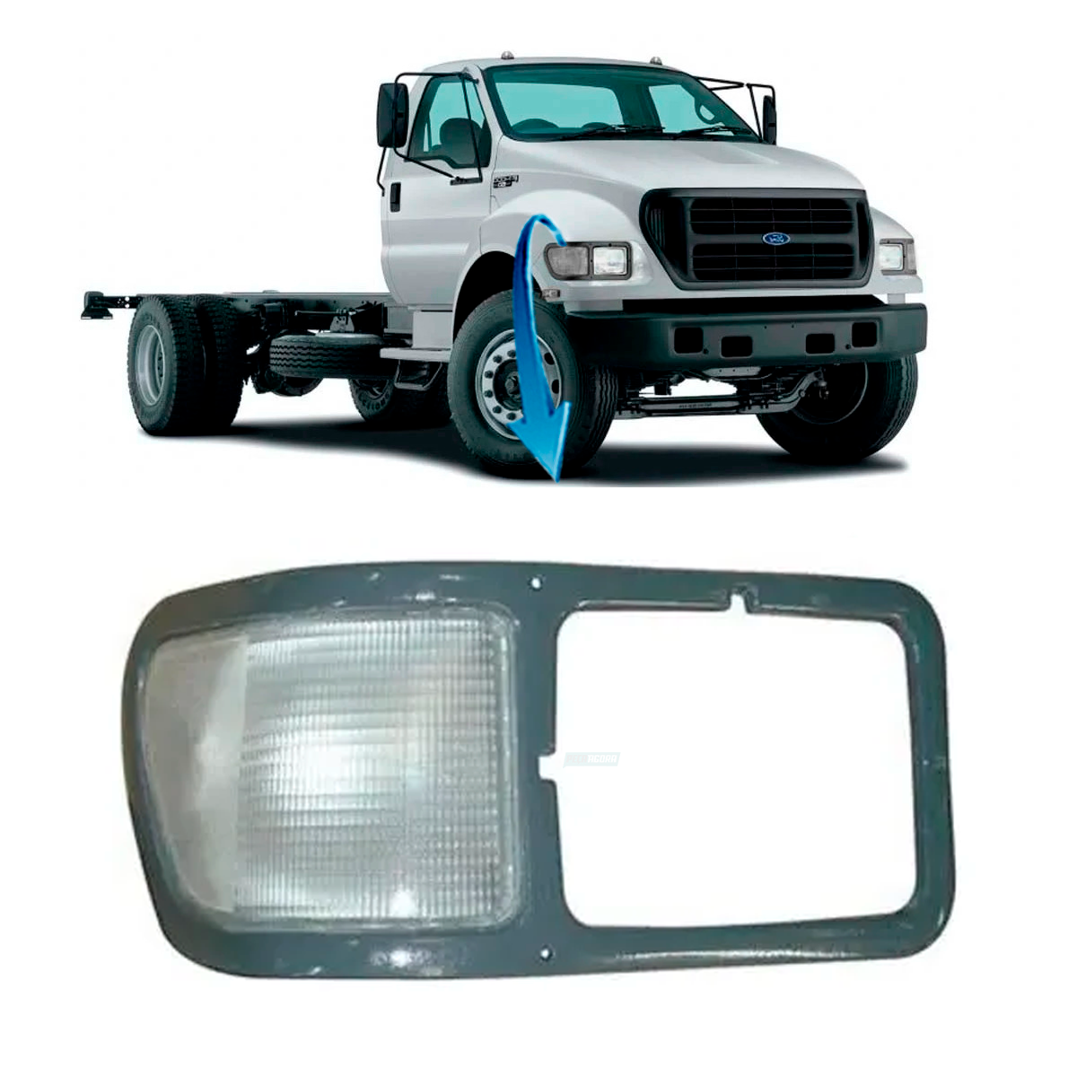 LANTERNA SETA CRISTAL MOLDURA FAROL DIREITA FORD PITBULL F12000 F14000 F16000 98
