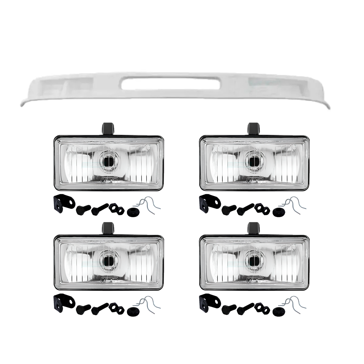 KIT SPOILER FIBRA + 4 FAROIS NEBLINA H3 MB 608 708 MERCEDINHO (K.AS2458BR-424173