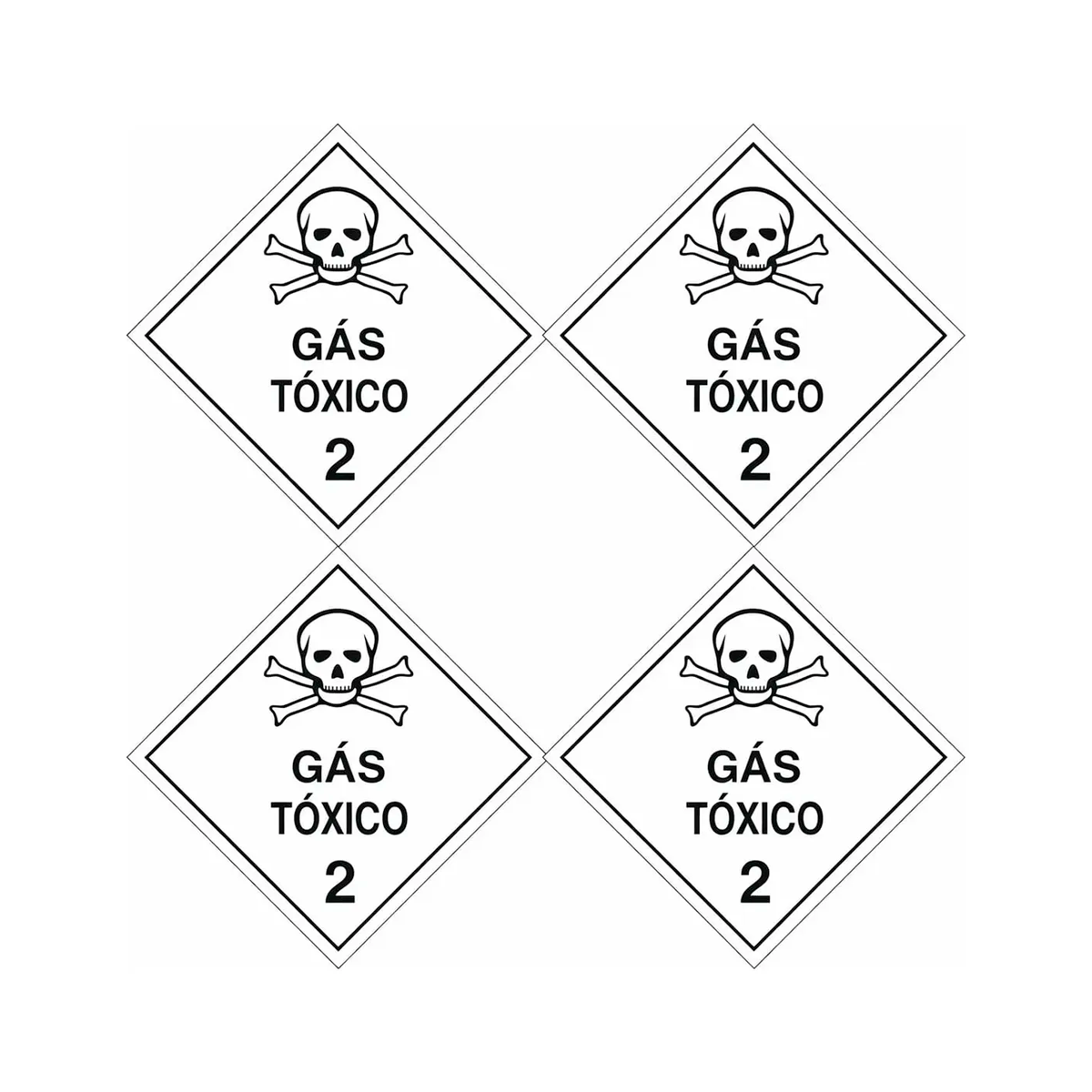 KIT 4 PLACAS SIMBOLOGIA GAS TOXICO 2 30X30CM (30X30CM)