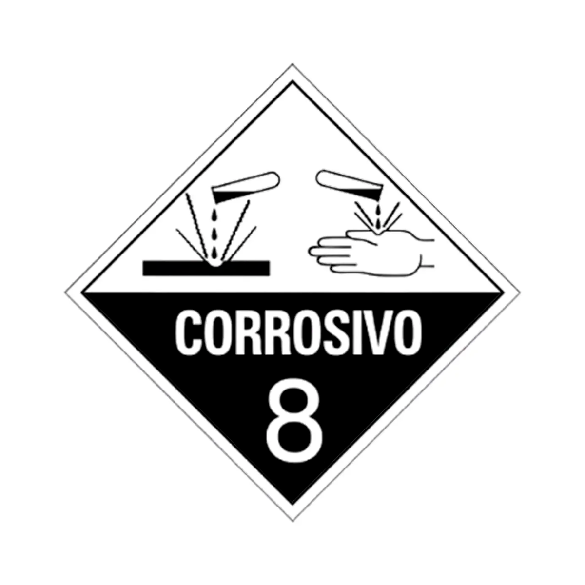 PLACA SINALIZACAO CORROSIVO 8 CAMINHOES (30X30CORRO8)