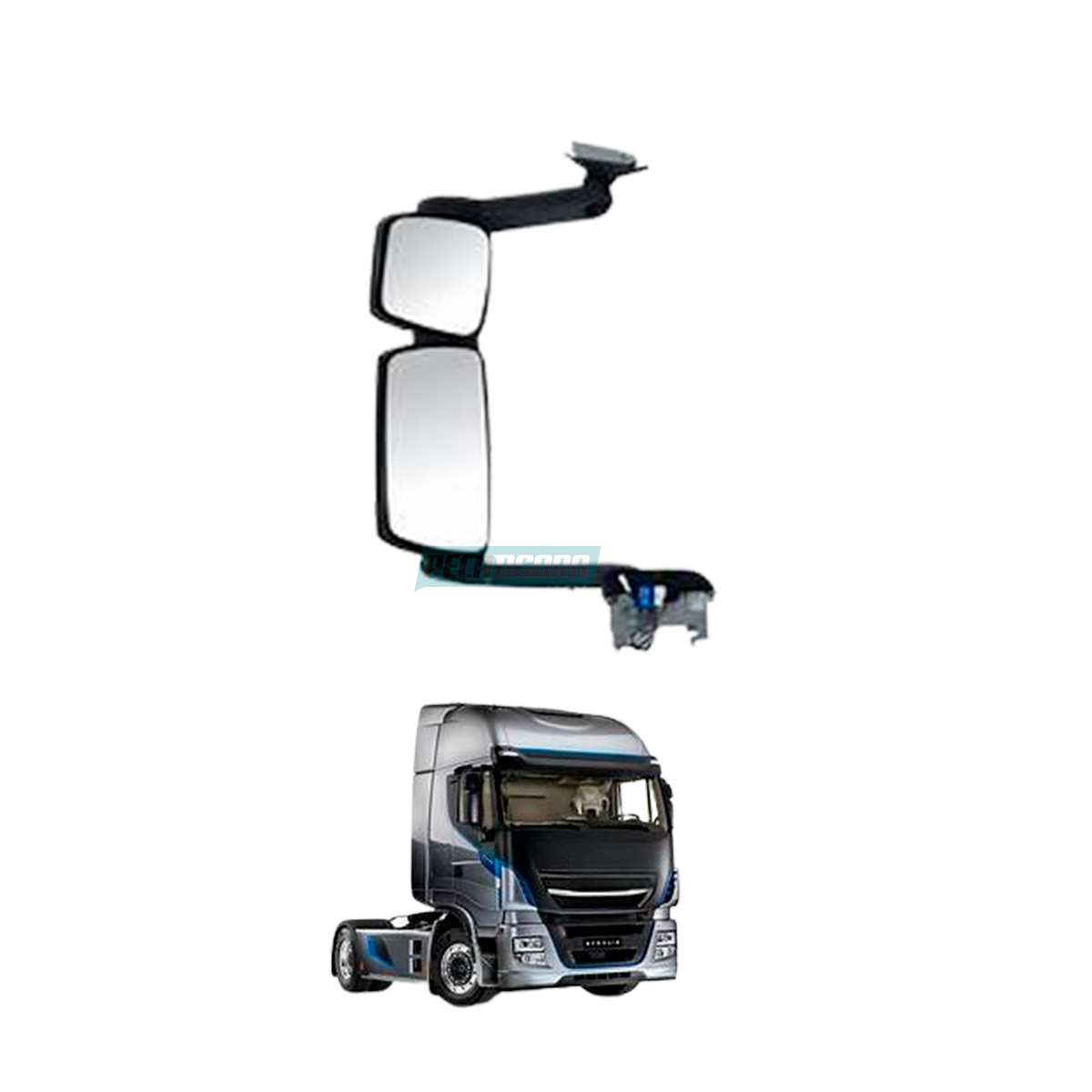 ESPELHO RETROVISOR NOVO STRALIS DIREITO C/DESEMB COMPL MANUAL BRACO LONGO (58015